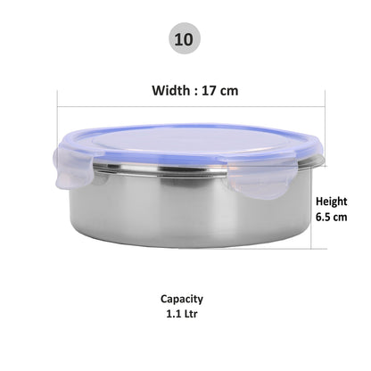 umeet Airtight and Leak Proof Stainless Steel Spice Box with Lock Lid, 7 Containers and Small Spoon(1.1 L)