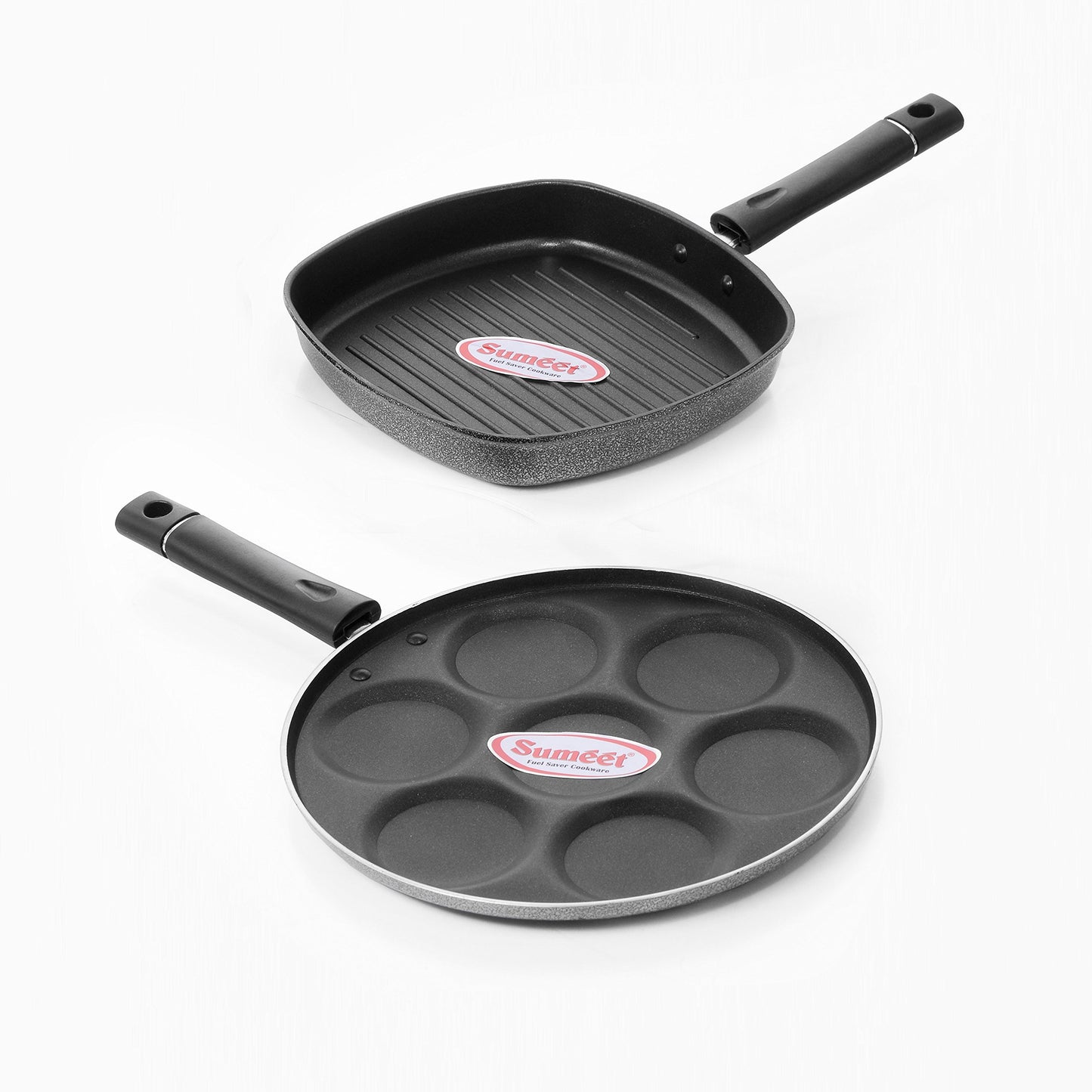 Sumeet Nonstick Two Star Combo Set (Multi Snack Maker - 7 Pcs + Grill Pan - 22cm 22cm)