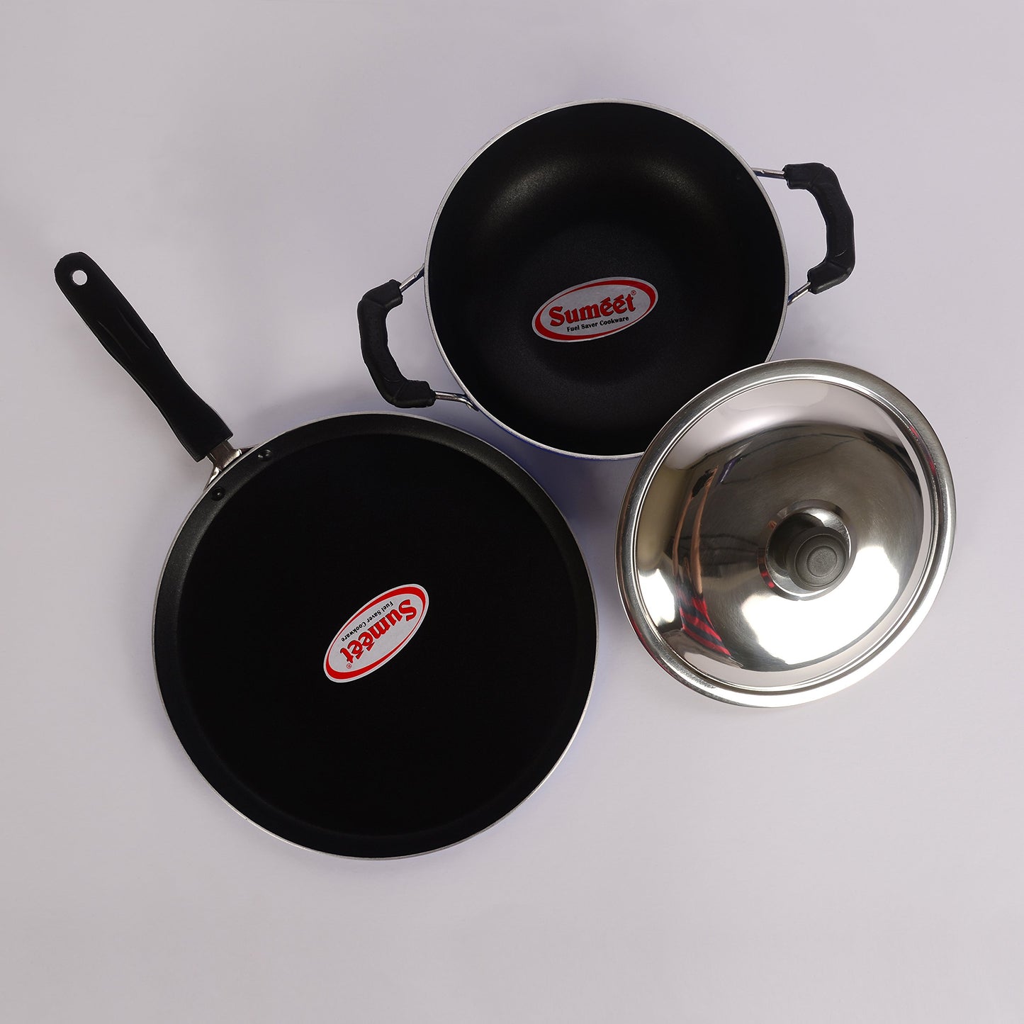 Sumeet Nonstick Carnival-3 (Tawa, Kadhai with Lid) Gift Set (Blue)