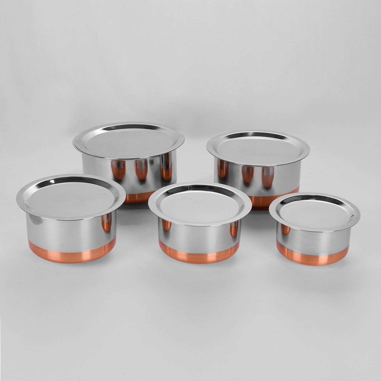 Sumeet Stainless Steel Copper Bottom Cookware/ Container / Tope,Set Of 5 Pcs With Lids