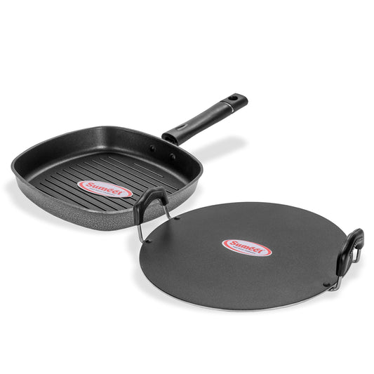 Sumeet Nonstick Insta Combo Set (Saral Tawa 30.5cm Dia + Grill Pan 22cm Dia)