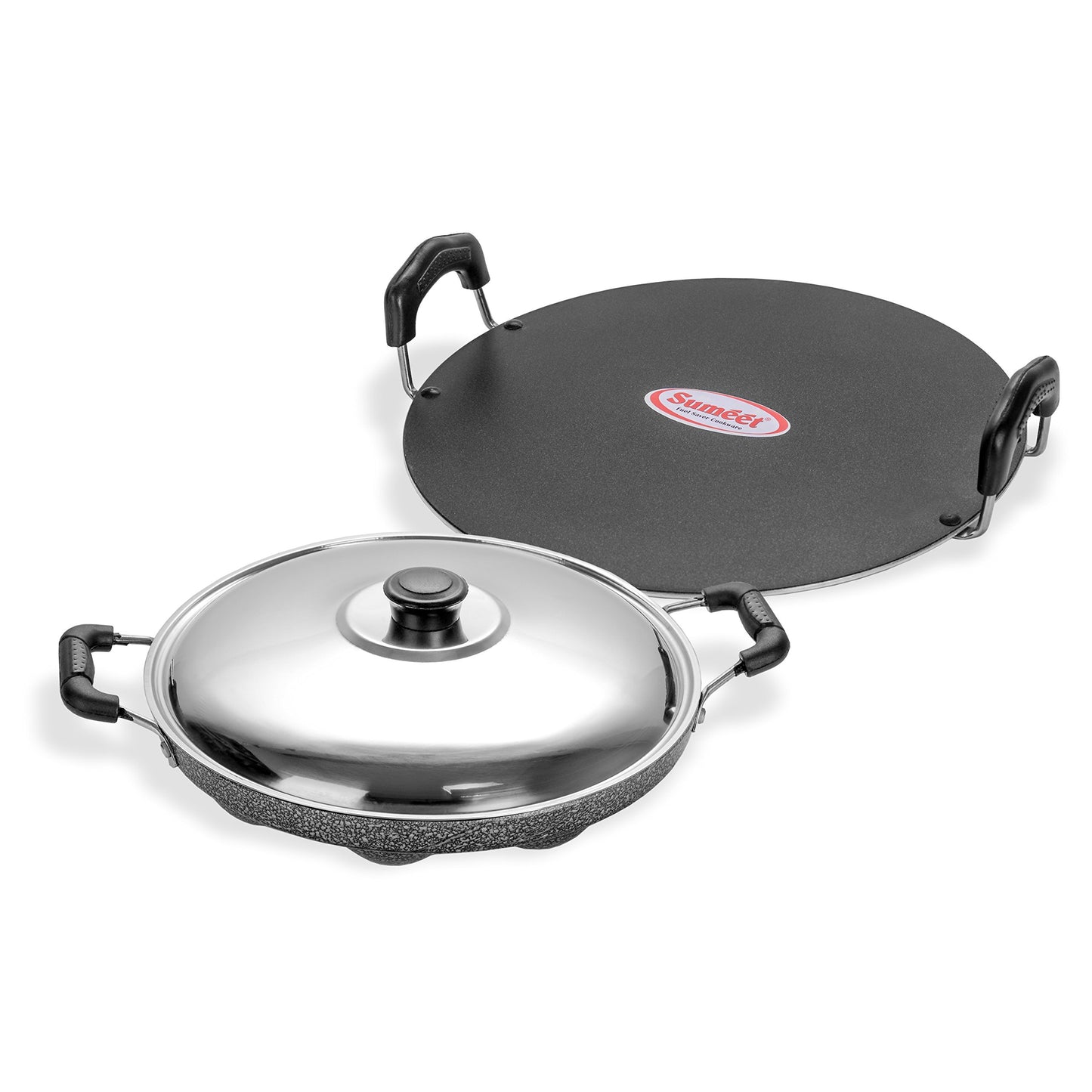 Sumeet Nonstick Insta Combo Set (Saral Tawa 30.5cm Dia + Grill Designer Appam Patra With S.S. Lid -7pcs)