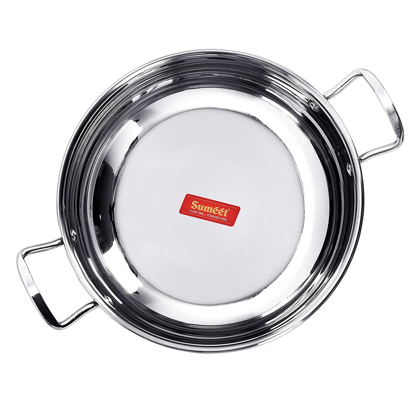 Sumeet Stainless Steel Induction Bottom (Encapsulated Bottom) Induction & Gas Stove Friendly Kadhai Size No.14 (3 LTR)