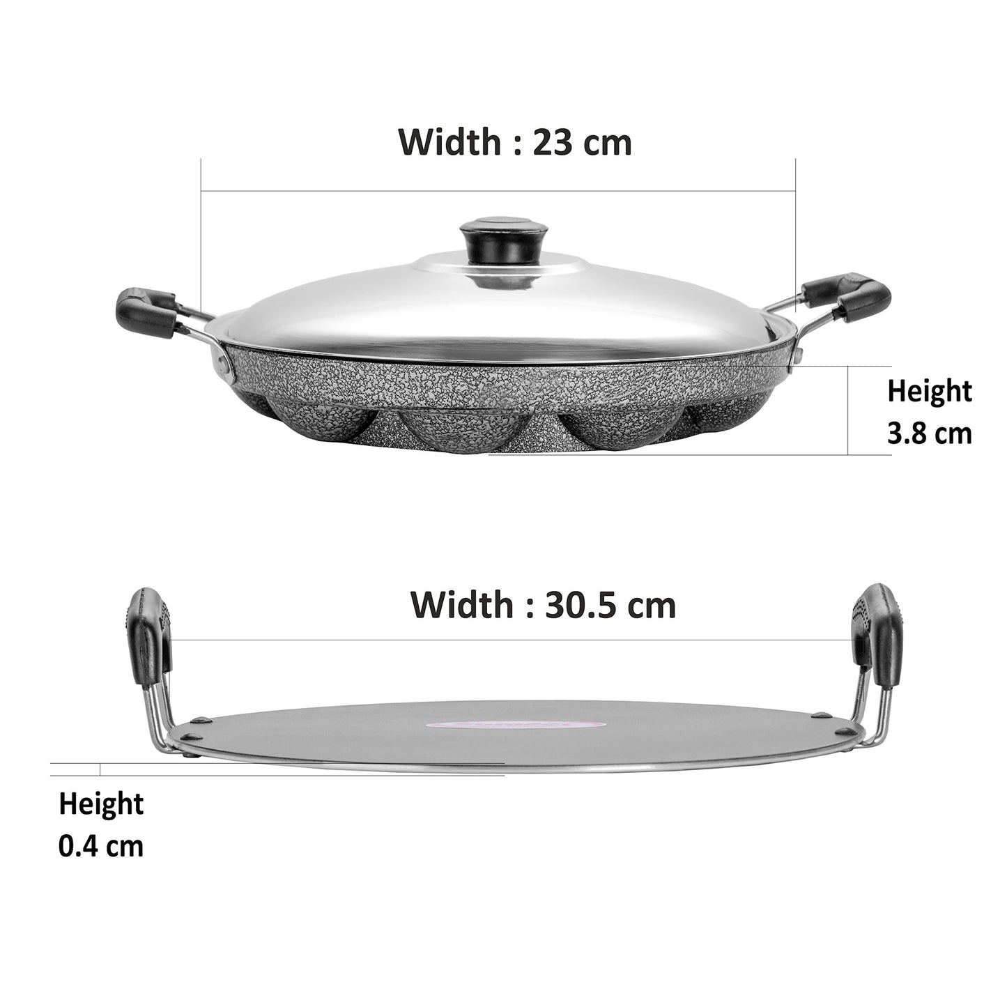 Sumeet Nonstick Insta Combo Set (Saral Tawa 30.5cm Dia + Grill Designer Appam Patra With S.S. Lid -7pcs)