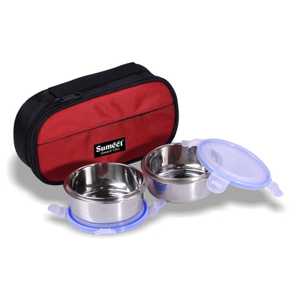 Sumeet Smart Tiffin With 2 Airtight & Leak Proof Stainless Steel L&L Containers + Insulated Pouch