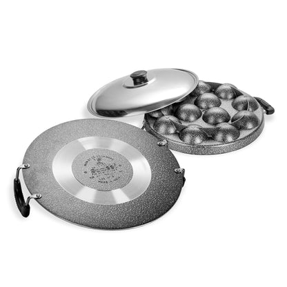 Sumeet Nonstick Insta Combo Set (Saral Tawa 30.5cm Dia + Grill Designer Appam Patra With S.S. Lid -7pcs)