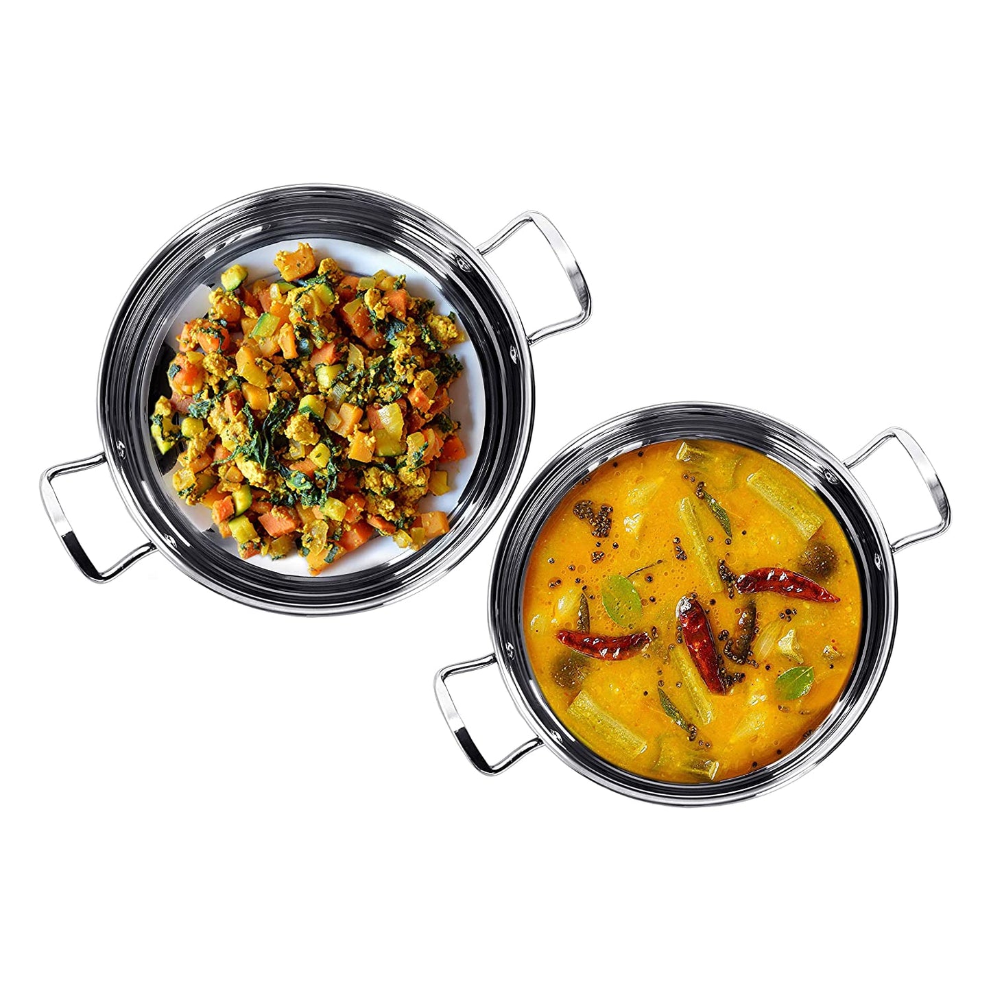 Sumeet Stainless Steel Induction Bottom Gas Stove Friendly Kadai Set of 2