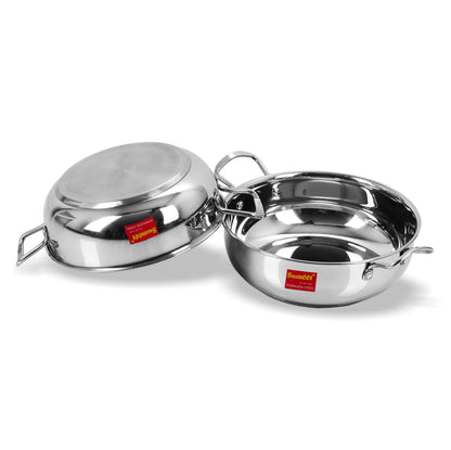 Sumeet Stainless Steel Induction Bottom Gas Stove Friendly Kadai Set of 2