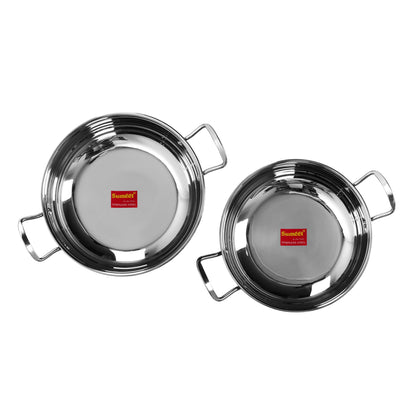 Sumeet Stainless Steel Induction Bottom Gas Stove Friendly Kadai Set of 2