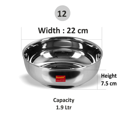 Sumeet Stainless Steel Induction Bottom (Encapsulated Bottom) Induction & Gas Stove Friendly Tasra