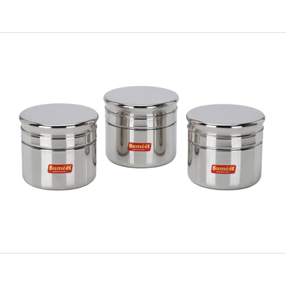 Sumeet Stainless Steel Circular Vertical Mini Storage Conatiner Set