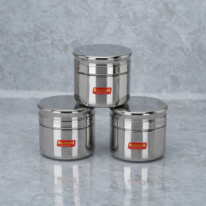 Sumeet Stainless Steel Circular Vertical Mini Storage Conatiner Set