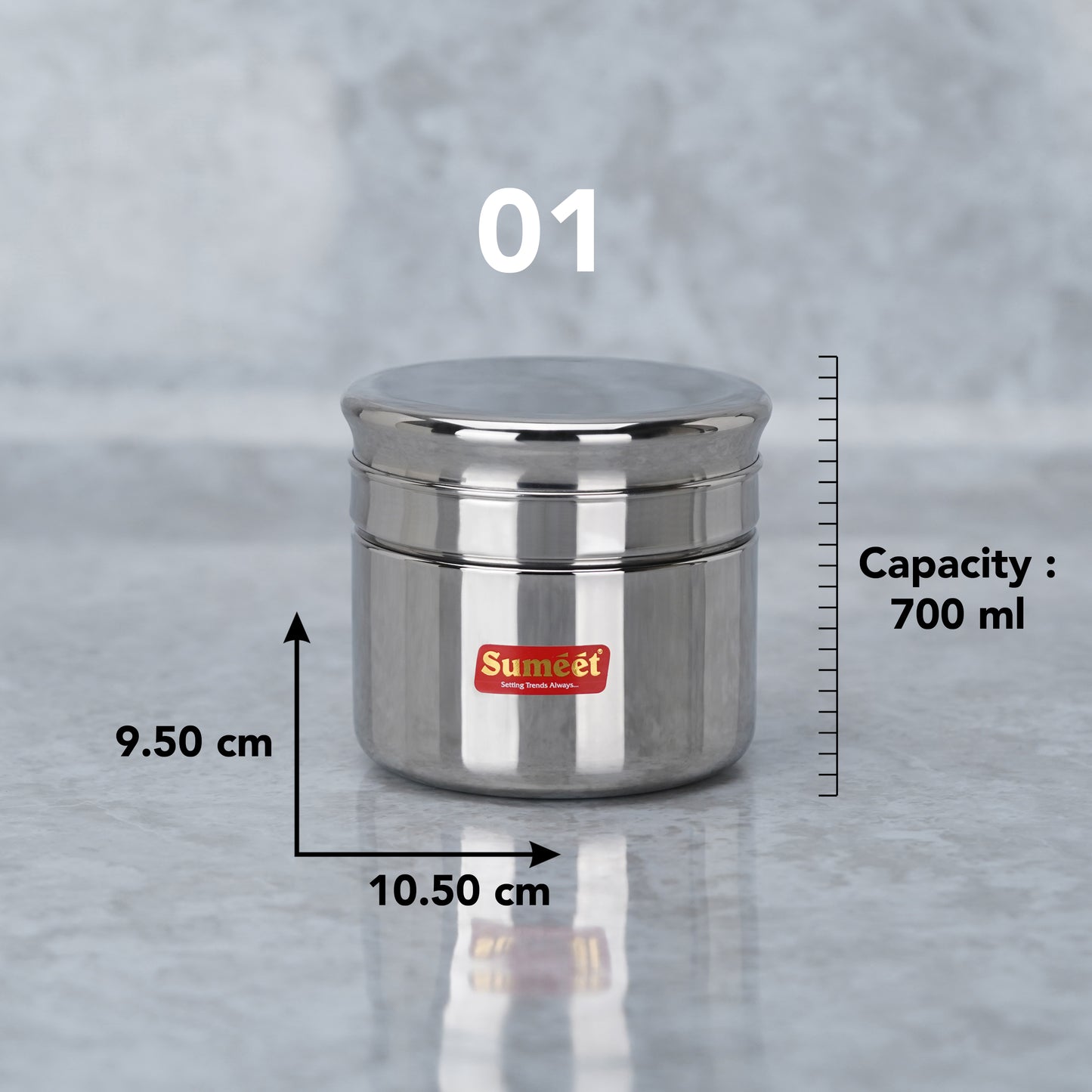 Sumeet Stainless Steel Circular Vertical Mini Storage Conatiner Set