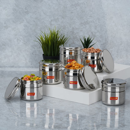 Sumeet Stainless Steel Circular Vertical Mini Storage Conatiner Set