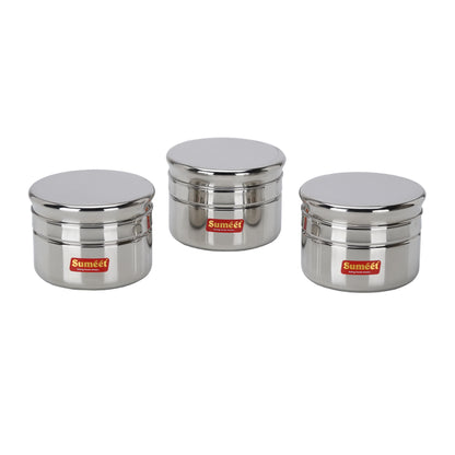 Sumeet Stainless Steel Circular Vertical Mini Storage Conatiner Set