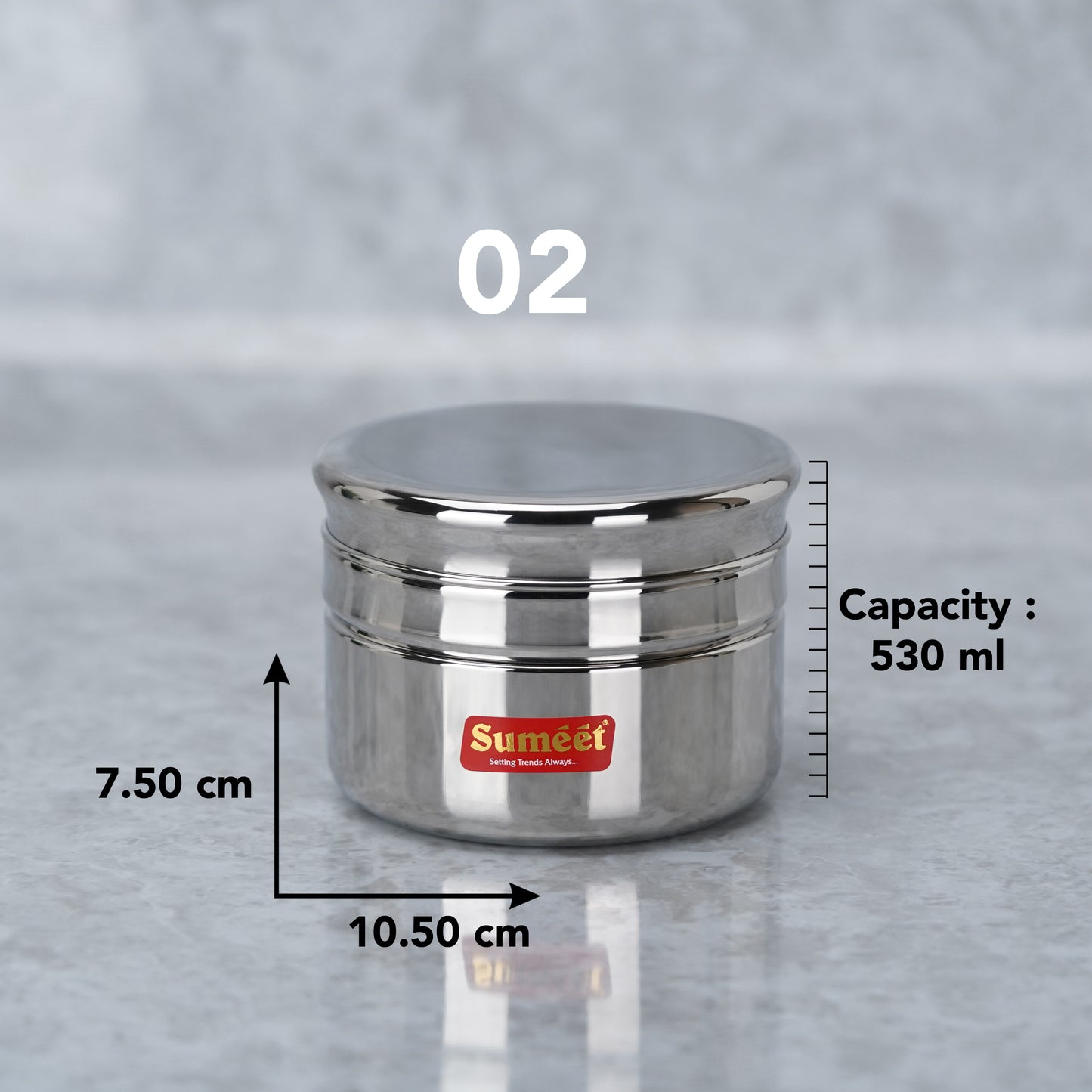 Sumeet Stainless Steel Circular Vertical Mini Storage Conatiner Set