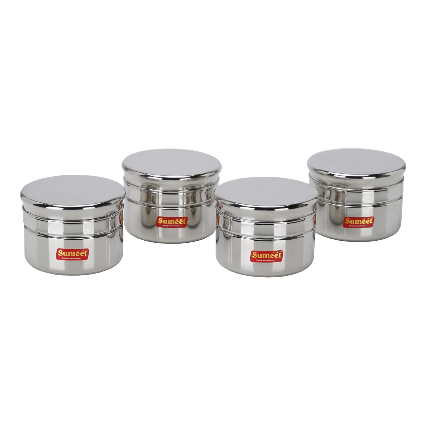 Sumeet Stainless Steel Circular Vertical Mini Storage Conatiner Set