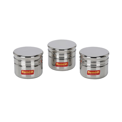 Sumeet Stainless Steel Circular Vertical Mini Storage Conatiner Set