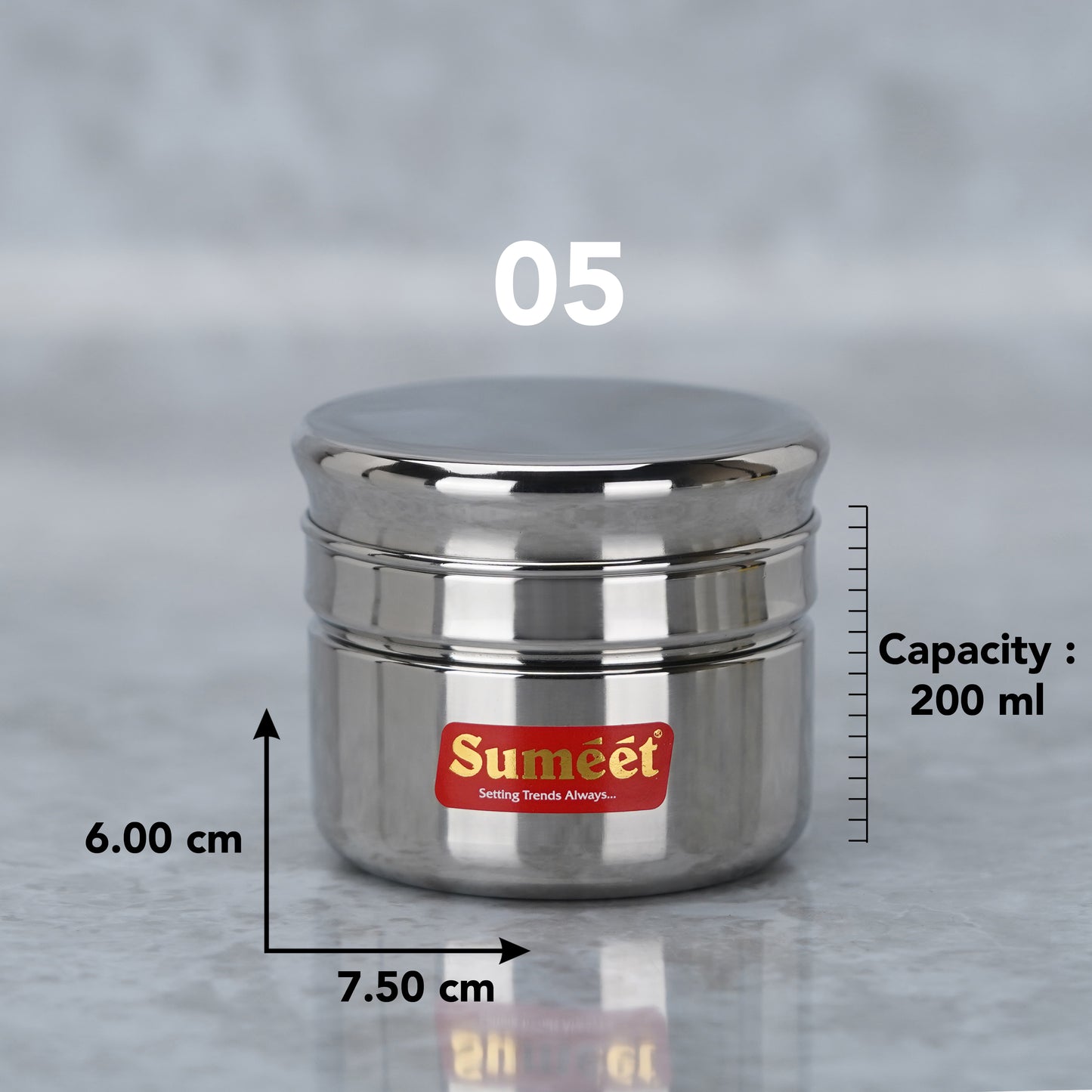 Sumeet Stainless Steel Circular Vertical Mini Storage Conatiner Set