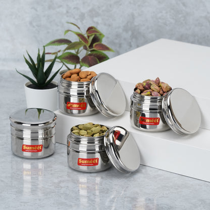 Sumeet Stainless Steel Circular Vertical Mini Storage Conatiner Set