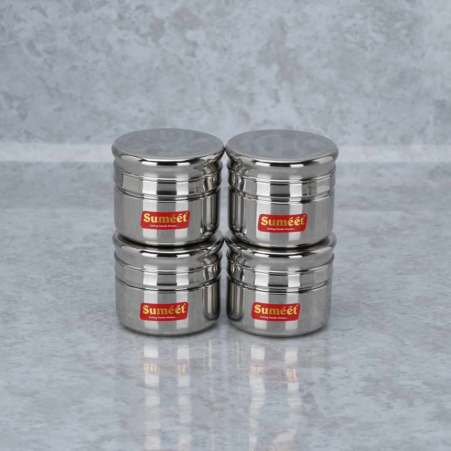 Sumeet Stainless Steel Circular Vertical Mini Storage Conatiner Set