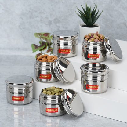 Sumeet Stainless Steel Circular Vertical Mini Storage Conatiner Set