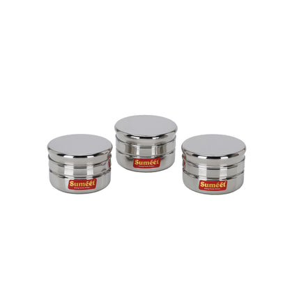 Sumeet Stainless Steel Circular Vertical Mini Storage Conatiner Set