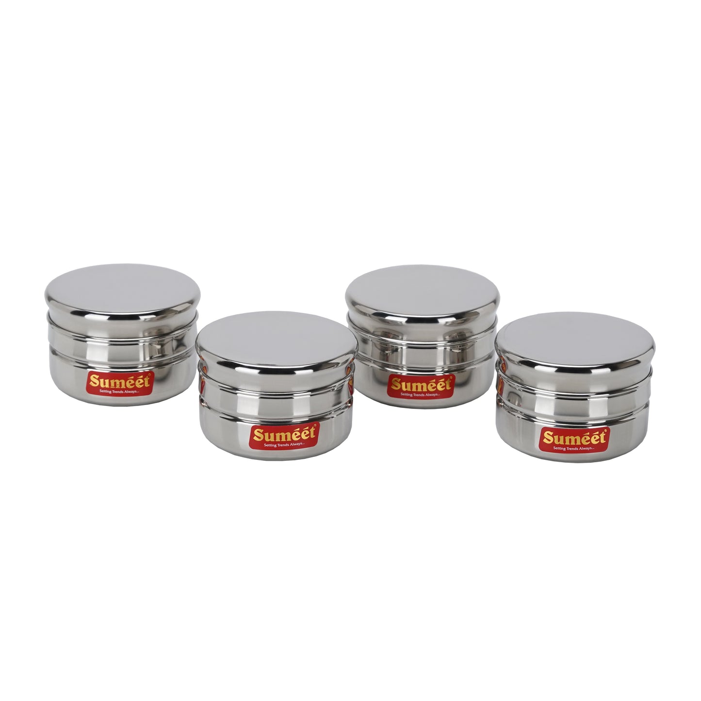 Sumeet Stainless Steel Circular Vertical Mini Storage Conatiner Set