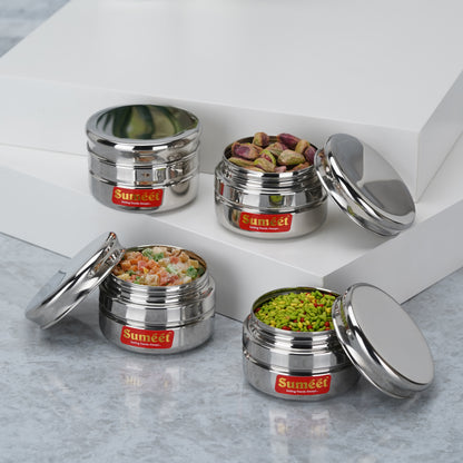 Sumeet Stainless Steel Circular Vertical Mini Storage Conatiner Set