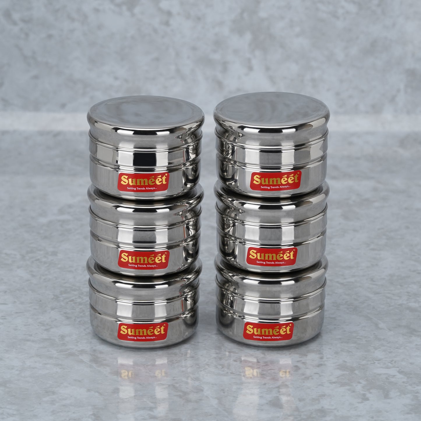 Sumeet Stainless Steel Circular Vertical Mini Storage Conatiner Set