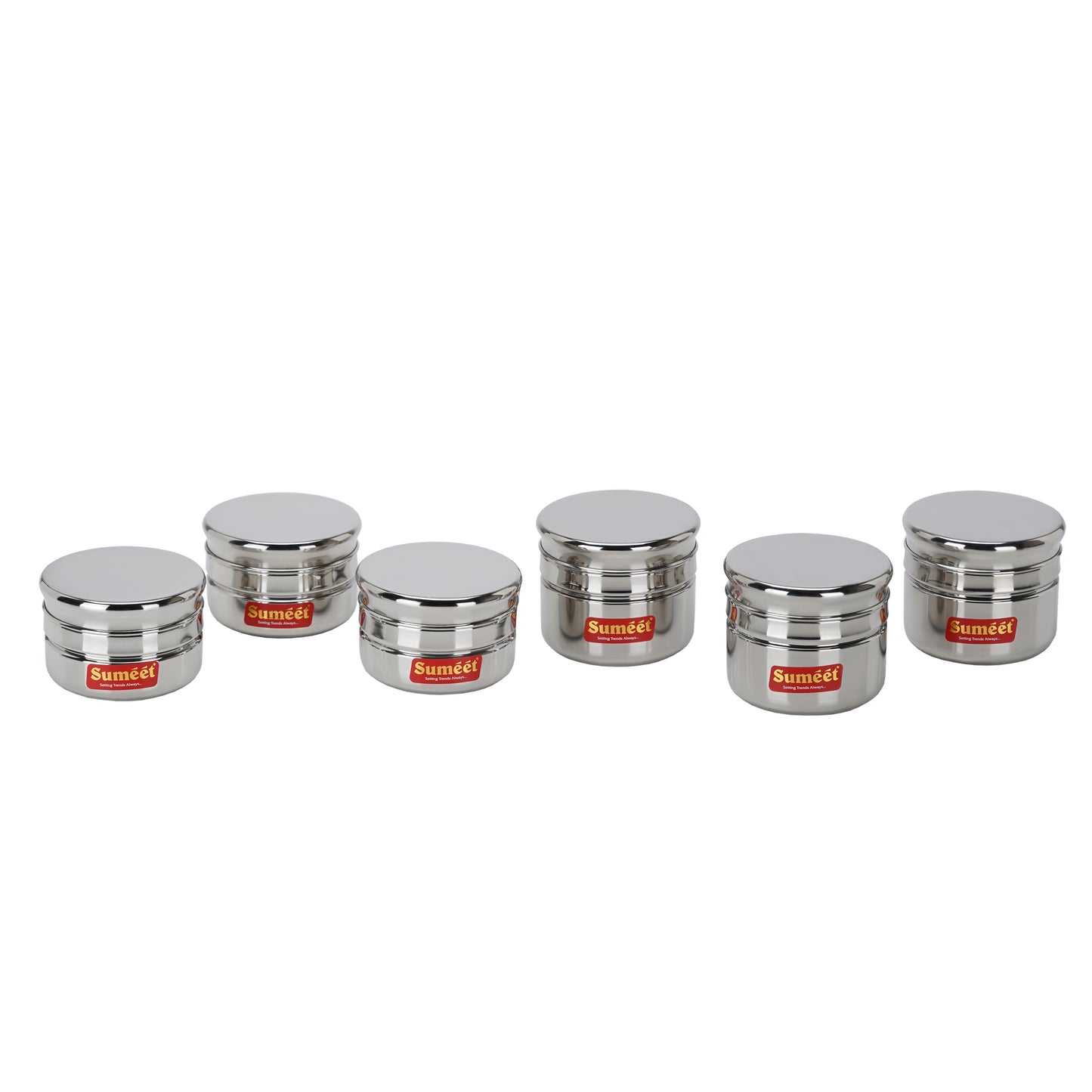 Sumeet Stainless Steel Circular Vertical Mini Storage Conatiner Set