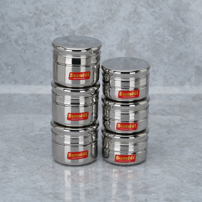 Sumeet Stainless Steel Circular Vertical Mini Storage Conatiner Set