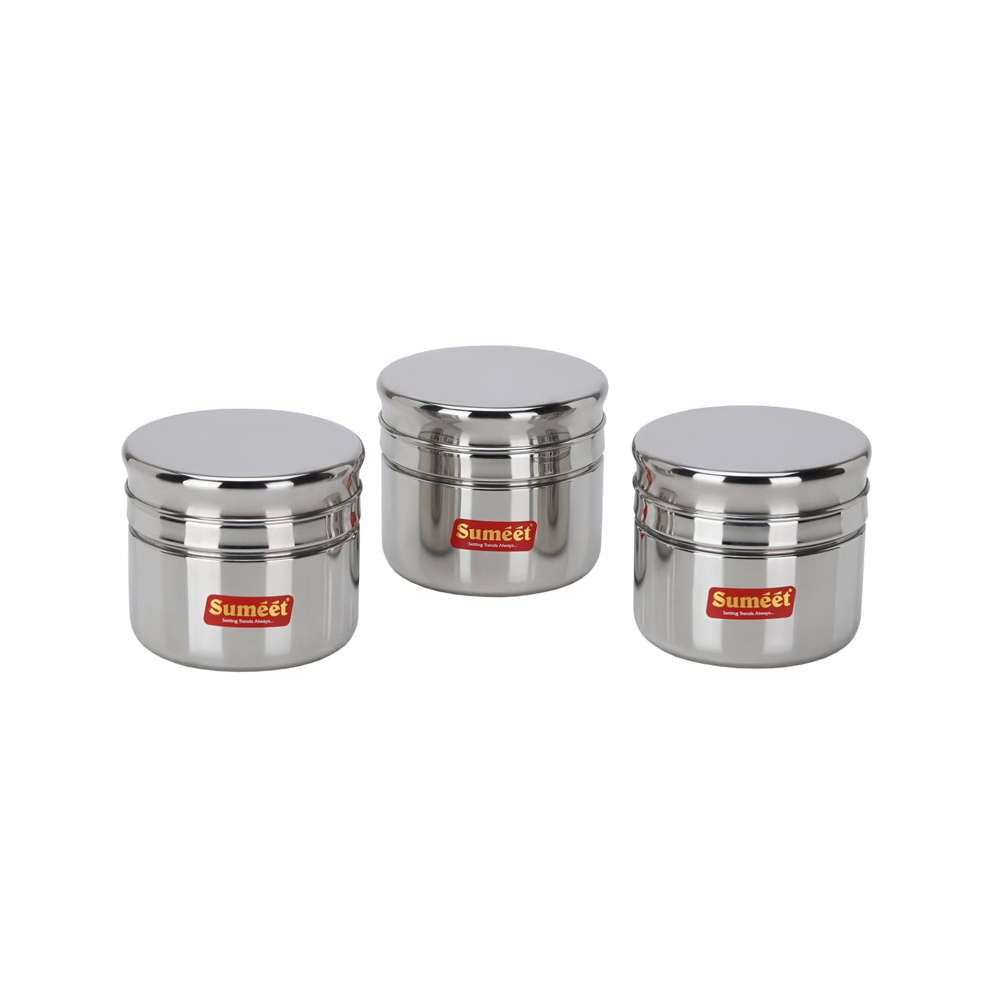 Sumeet Stainless Steel Circular Vertical Mini Storage Conatiner Set