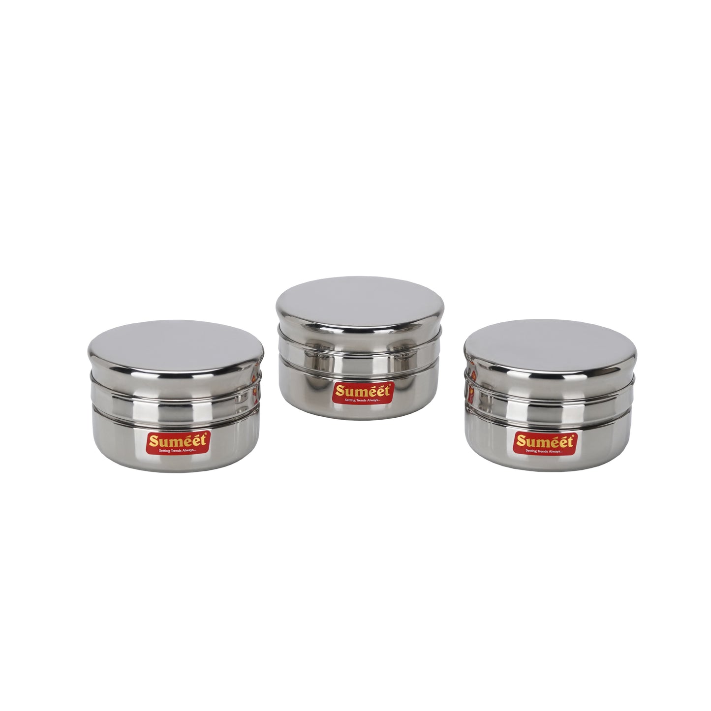 Sumeet Stainless Steel Circular Vertical Mini Storage Conatiner Set