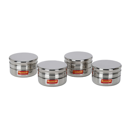 Sumeet Stainless Steel Circular Vertical Mini Storage Conatiner Set