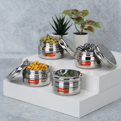 Sumeet Stainless Steel Circular Vertical Mini Storage Conatiner Set