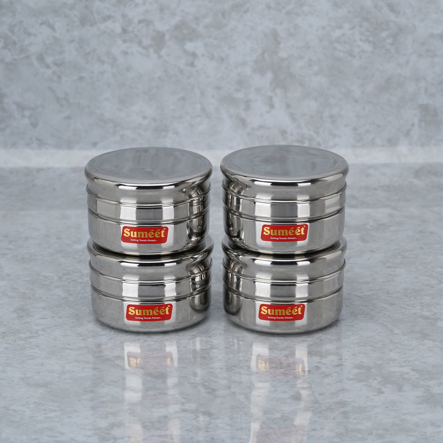 Sumeet Stainless Steel Circular Vertical Mini Storage Conatiner Set