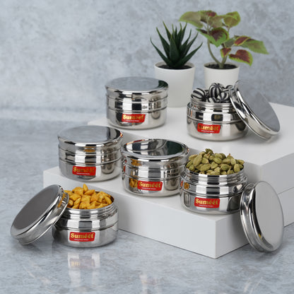 Sumeet Stainless Steel Circular Vertical Mini Storage Conatiner Set