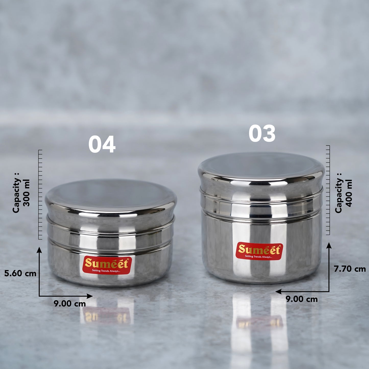 Sumeet Stainless Steel Circular Vertical Mini Storage Conatiner Set