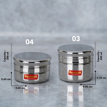 Sumeet Stainless Steel Circular Vertical Mini Storage Conatiner Set