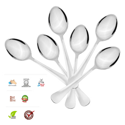 Sumeet Stainless Steel Premium Quality Dessert / Table Spoon set of 6 Pc – (18.5cm L) (1.6mm Thick)