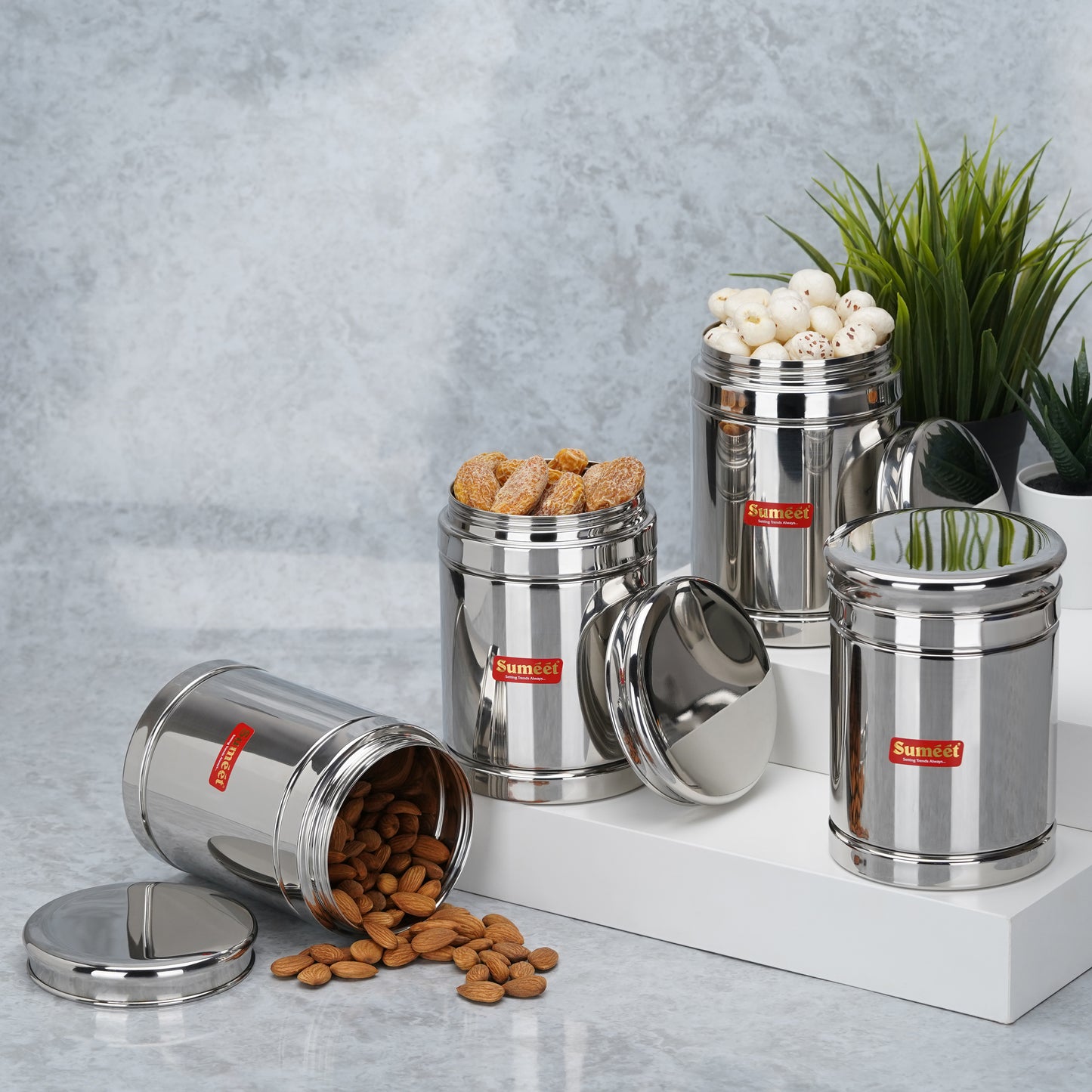 Sumeet Stainless Steel Circular Vertical Storage Container