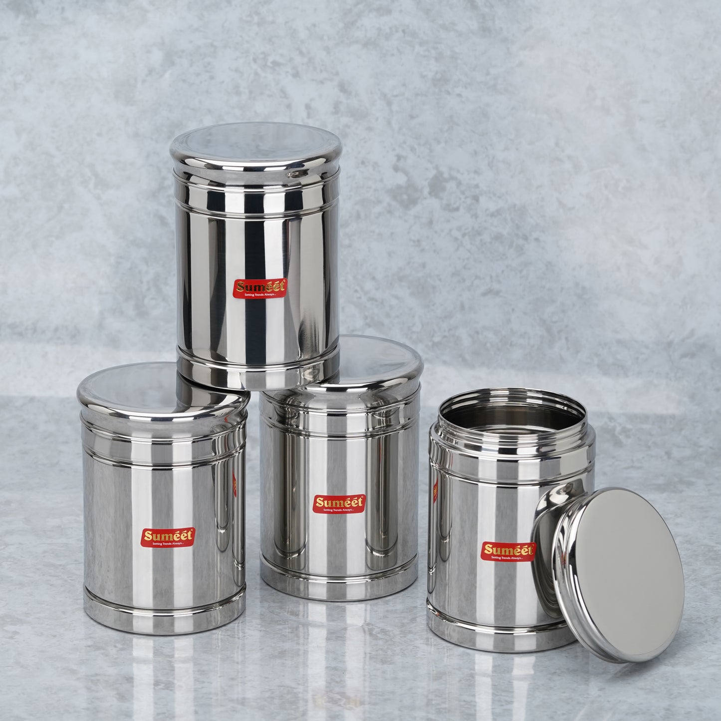 Sumeet Stainless Steel Circular Vertical Storage Container