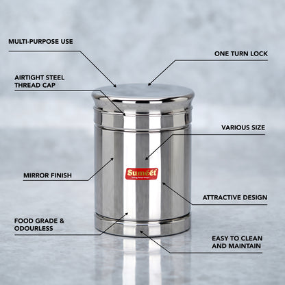 Sumeet Stainless Steel Circular Vertical Storage Container