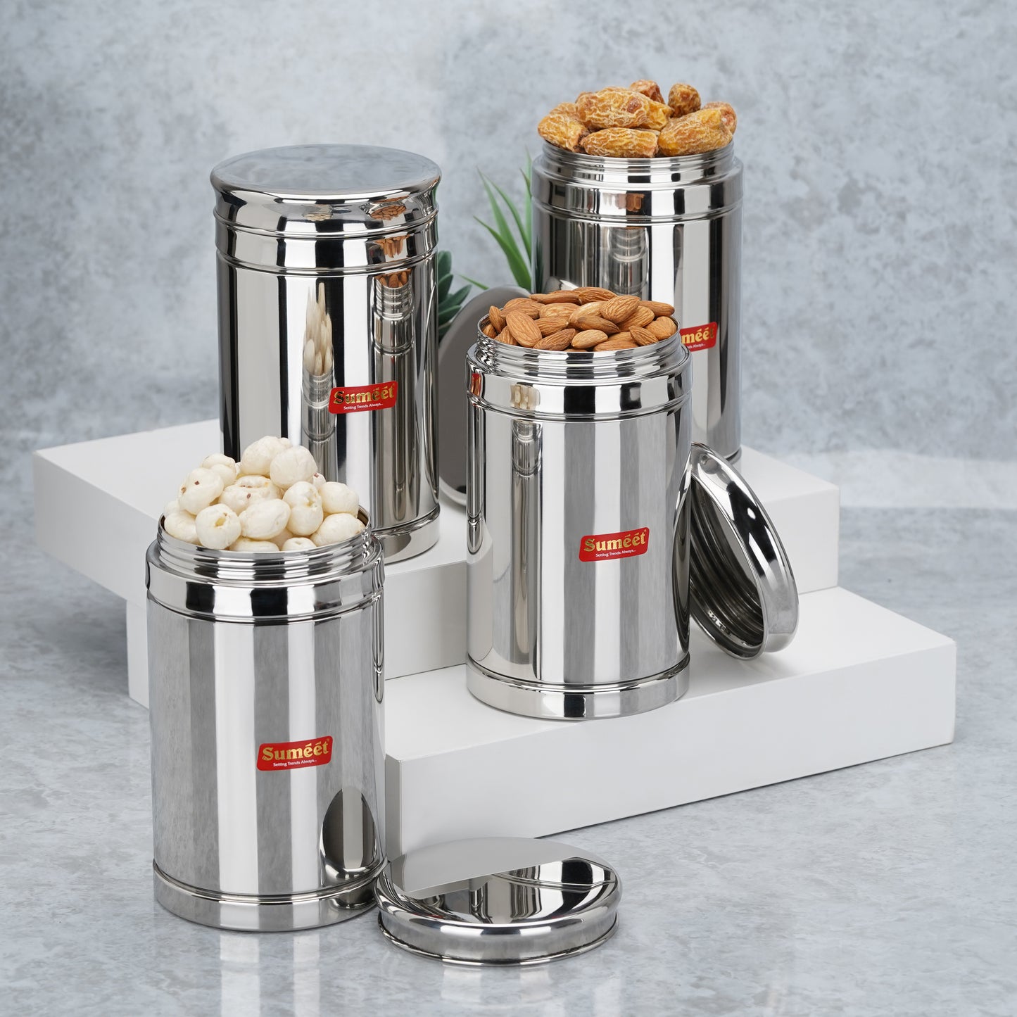 Sumeet Stainless Steel Circular Vertical Storage Container