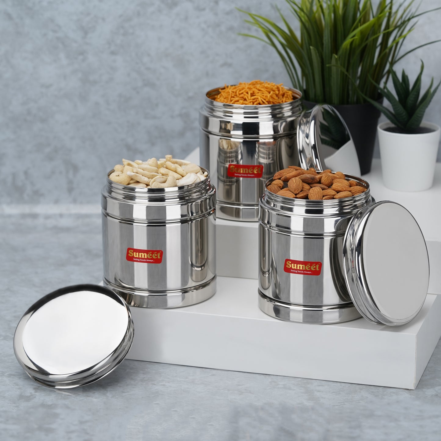 Sumeet Stainless Steel Circular Vertical Storage Container