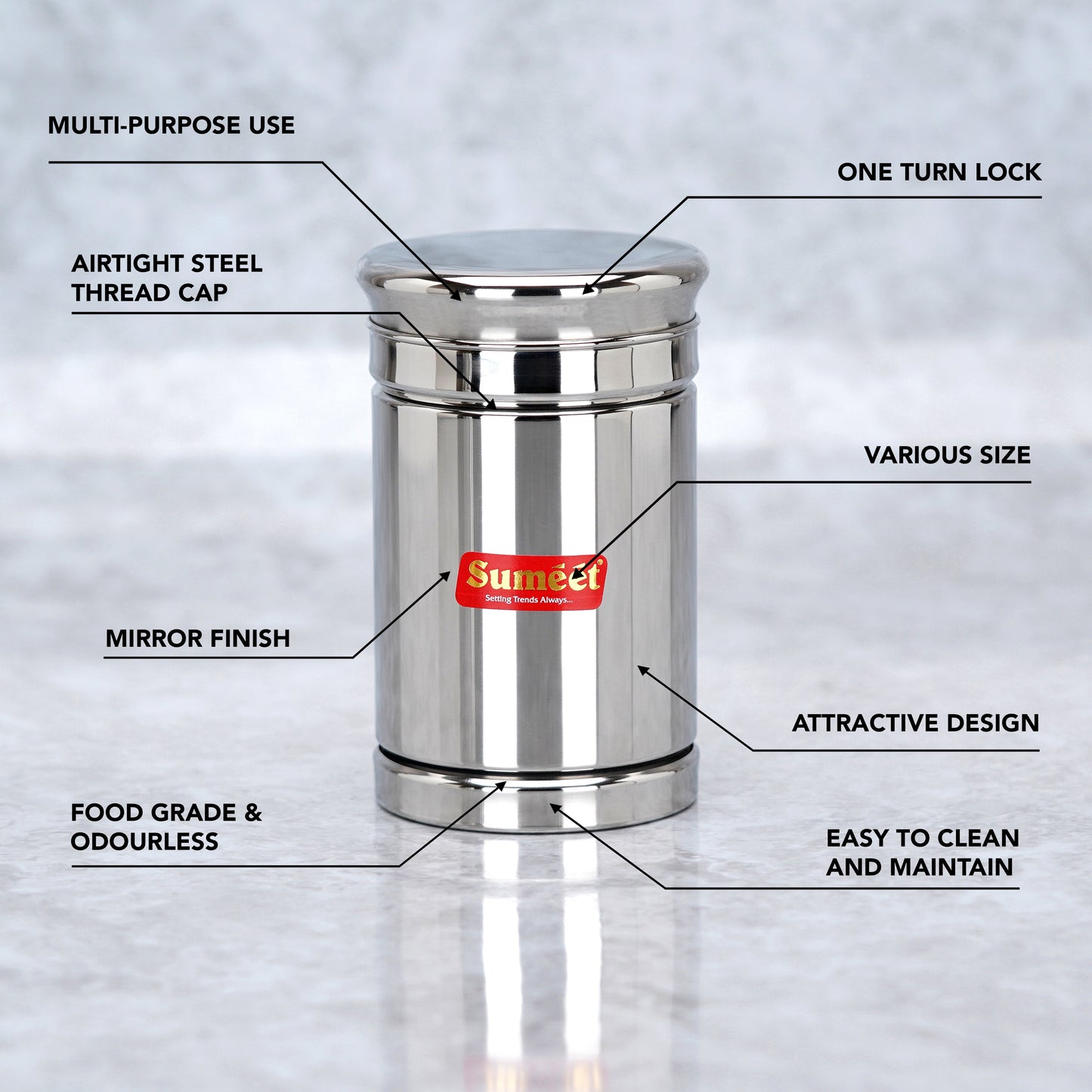 Sumeet Stainless Steel Circular Vertical Storage Container