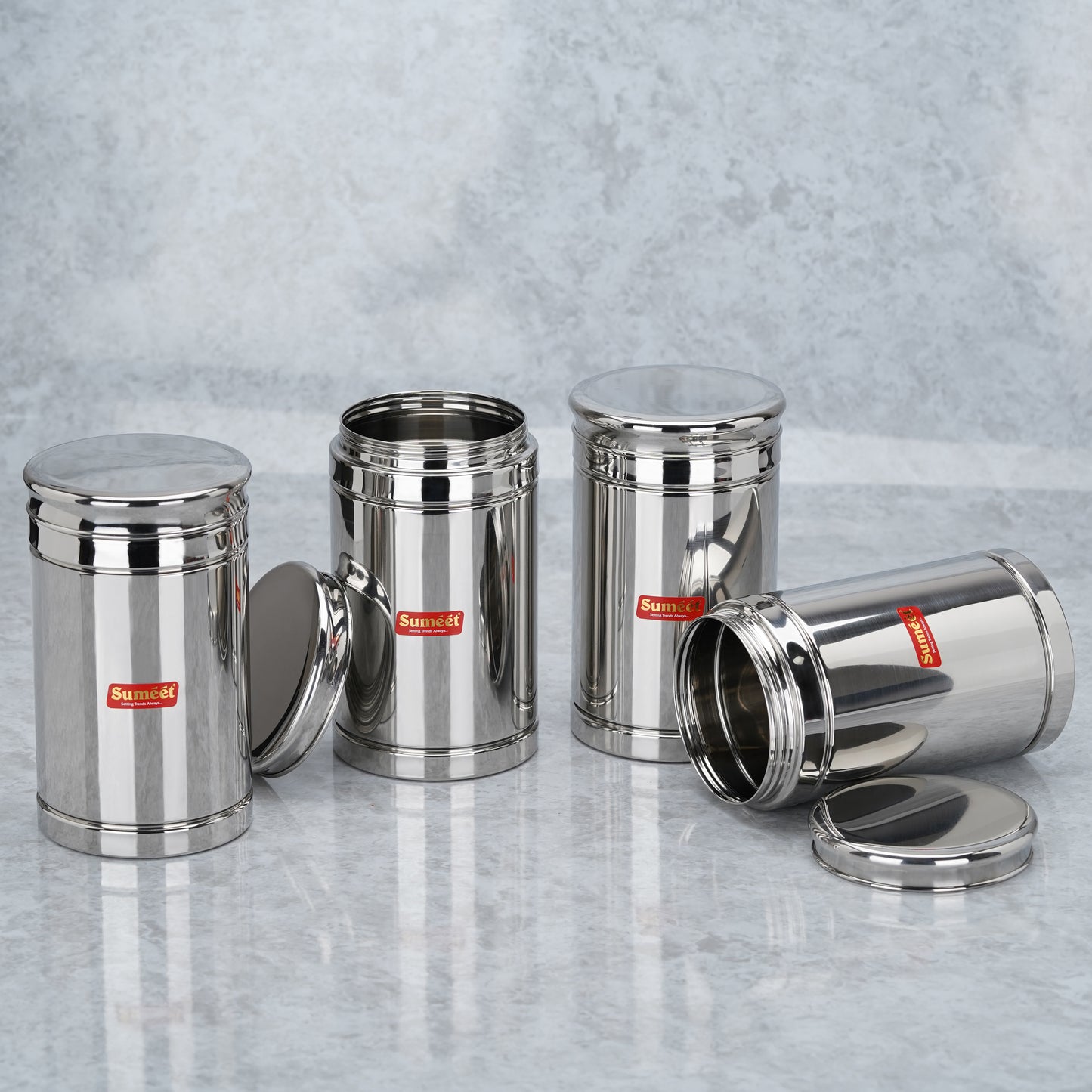 Sumeet Stainless Steel Circular Vertical Storage Container