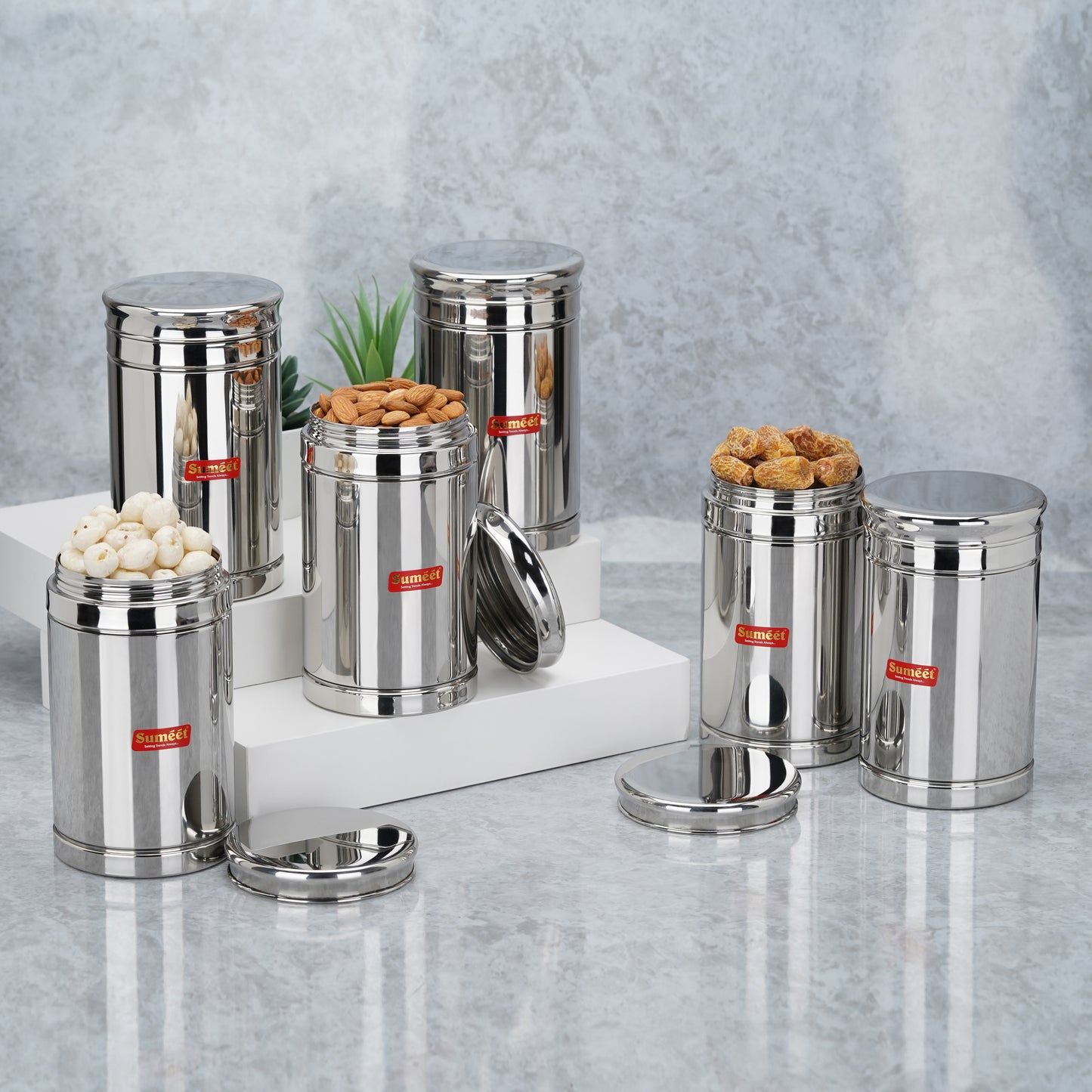 Sumeet Stainless Steel Circular Vertical Storage Container