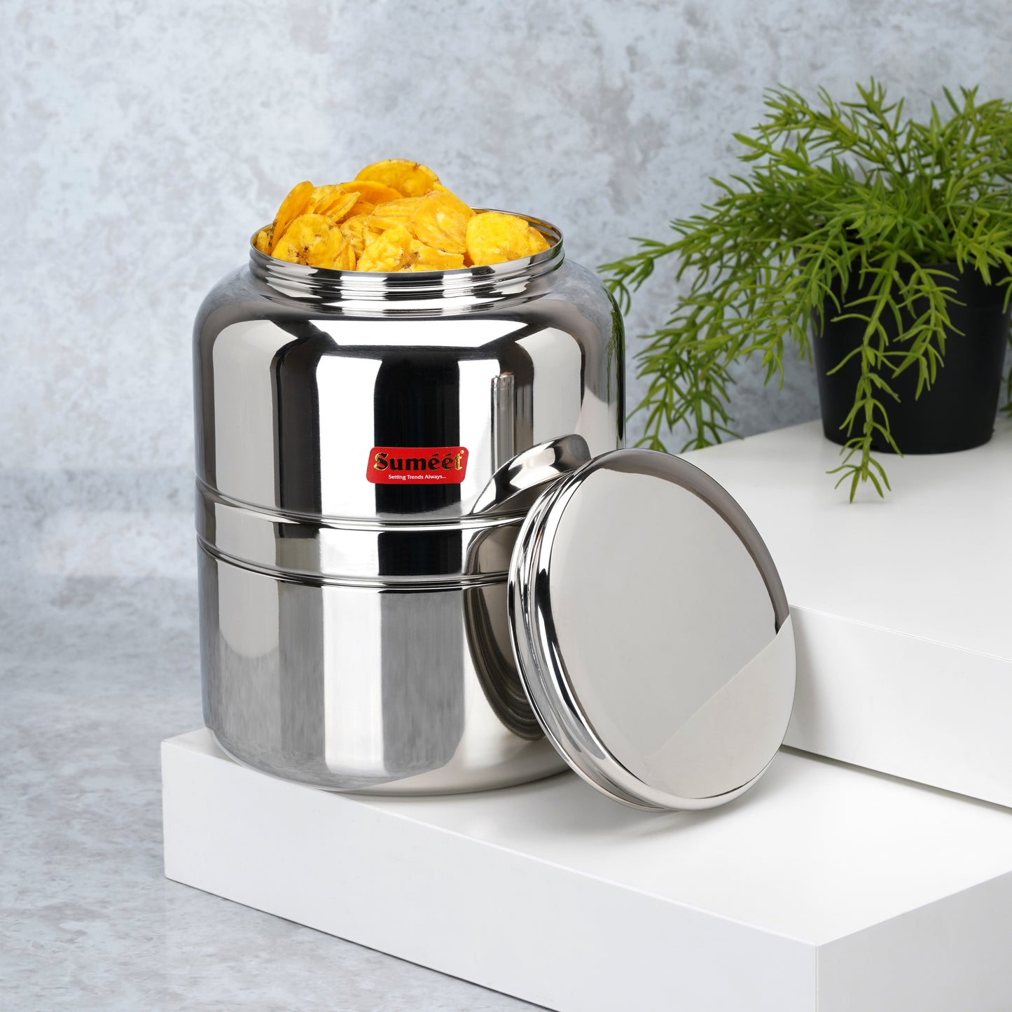 Sumeet Stainless Steel Unique Traditional Shape Extra Small Storage Containers